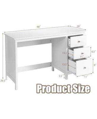 3-Drawer Home Office Study Computer Desk with Spacious Desktop