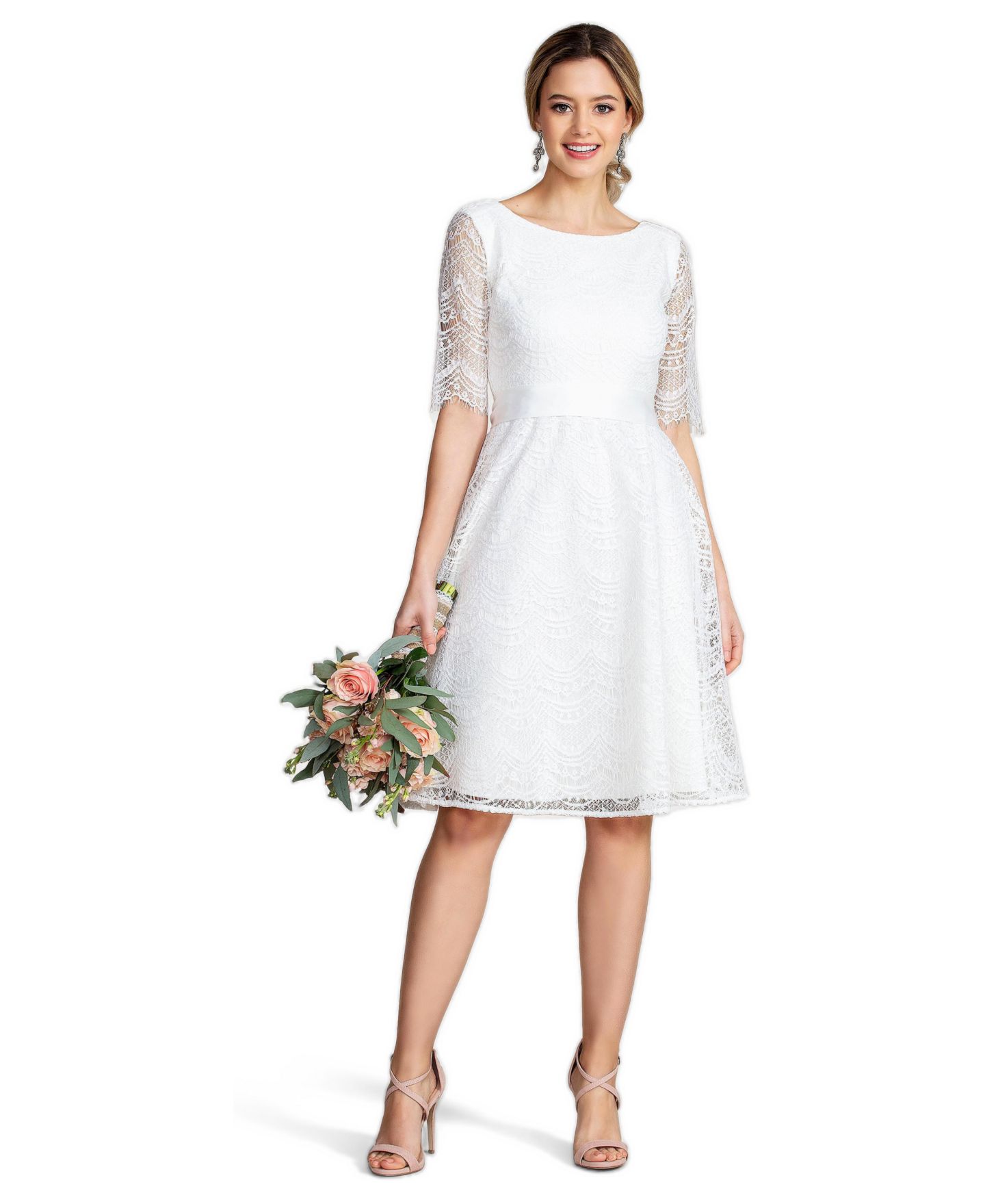 Женское платье Alie Street London Evie 3/4 Sleeve Knee Length Lace, цвет: Слоновая кость — фото 1