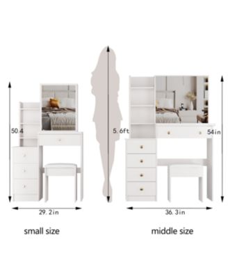 Small Space Vanity Set with Mirror & Stool