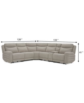Kristyan 6-Pc. Fabric Sectional with 3 Power Motion Chairs and Console, Exclusively at Macy's