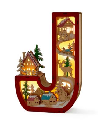 LED Wood Monogram Letter Decor - J