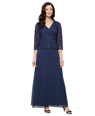 Alex Evenings - Women's 3/4-Sleeve Lace A-Line Dress