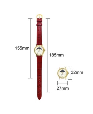 Women's 26mm Sun-Moon Phase Gold Watch with Brown Leather Strap