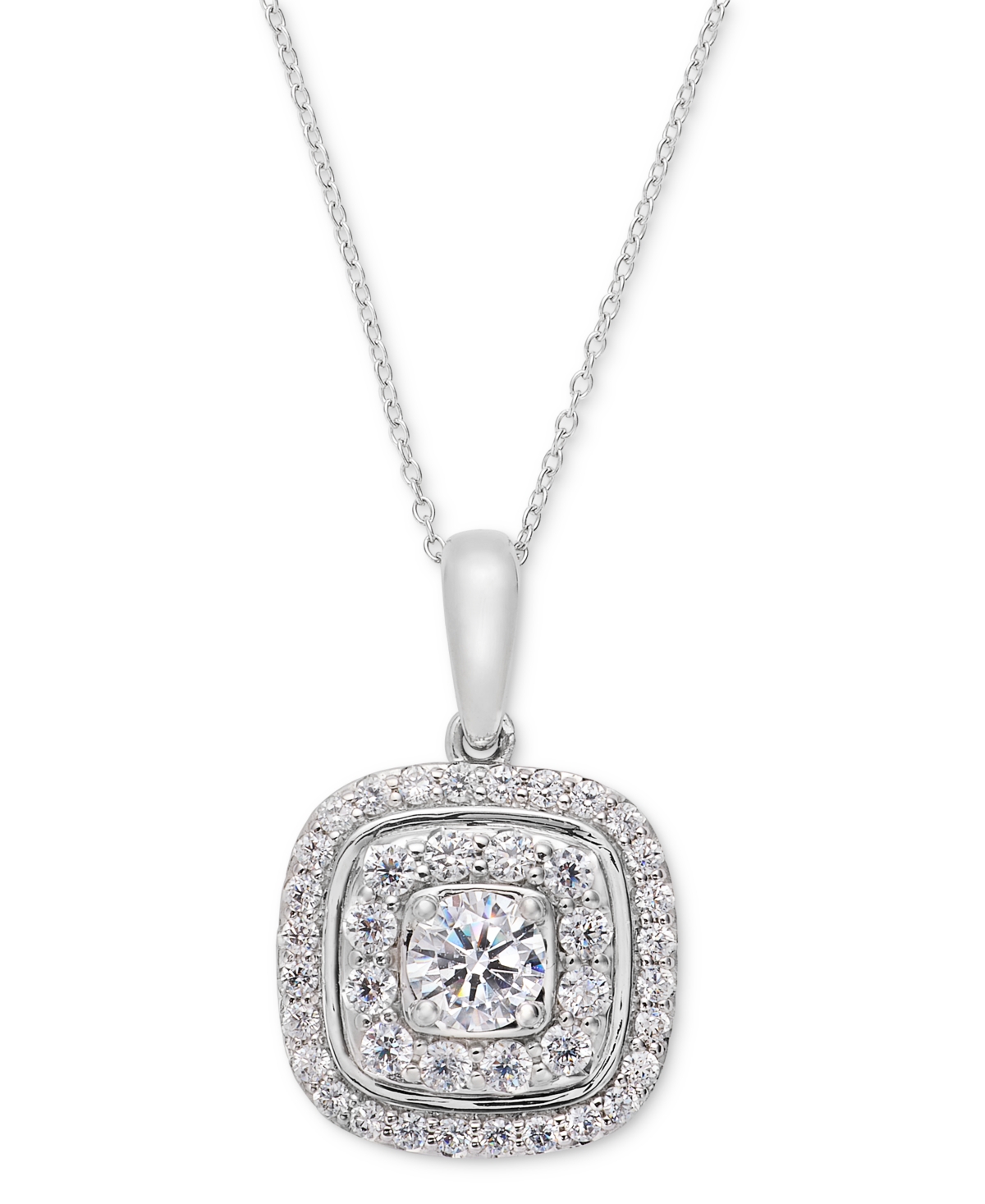 Diamond Pendant Necklace (1 ct. t.w.) in 14k White Gold, 18" + 2" extender, Exclusively at Macy's - White gold