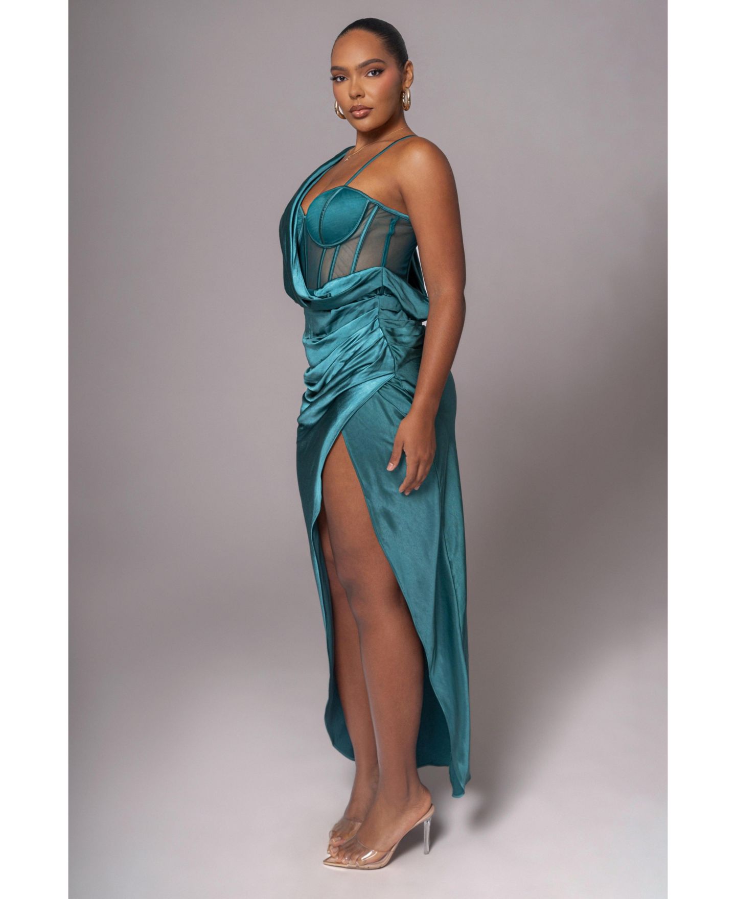 Женское платье JLUXLABEL Anastacia Drape Maxi, цвет: Изумрудный — фото 4