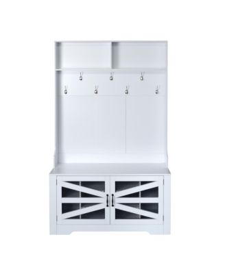 Entryway Bench with Coat Rack & Adjustable Shelves