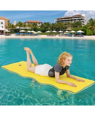 3-Layer Tear-Resistant Foam Floating Pad Island Water Sports Relaxing Orange