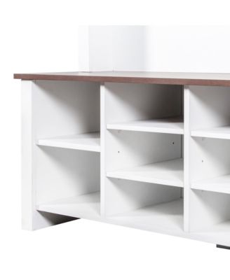 Farmhouse Hall Tree: Bench, Shelves, Hooks, & Shoe Storage