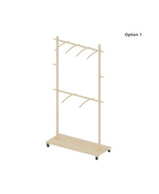 Solid Wood Clothes Drying Rack with Hangers &amp; Wheels
