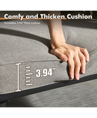 6-Priece Outdoor Patio Set with All-Weather Polyester Rope, Conversation Sofa Set for Backyard Deck with Soft Cushions,Ottomans and Glass Coffee Table