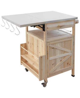 Outdoor Grill Cart with Stainless Steel Top & Storage