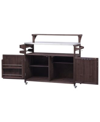 Outdoor Kitchen Island with Stainless Steel Top & Storage