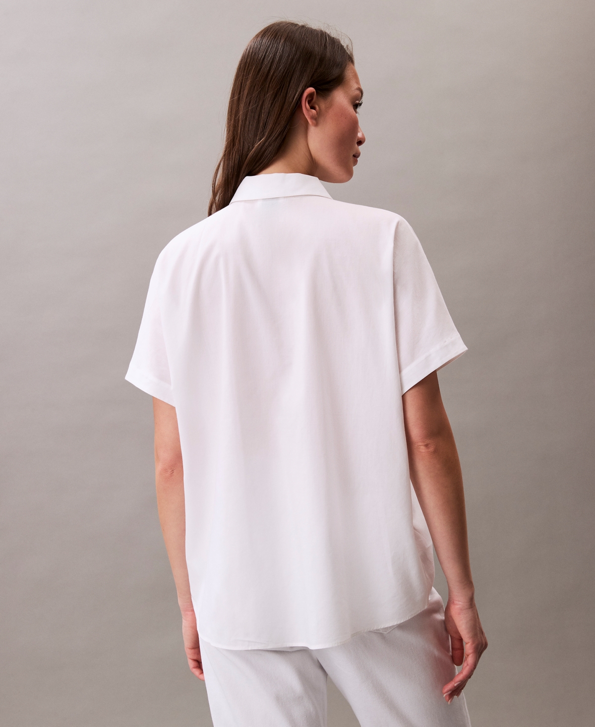 Calvin Klein Women's Short-sleeve Button-down Collared Shirt