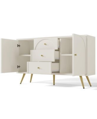 Metal & Wood Dining Cabinet - 3 Drawers, 2 Doors