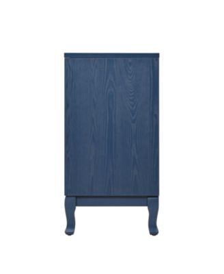 Navy Blue Sideboard with Wavy Doors & Arched Groove Design
