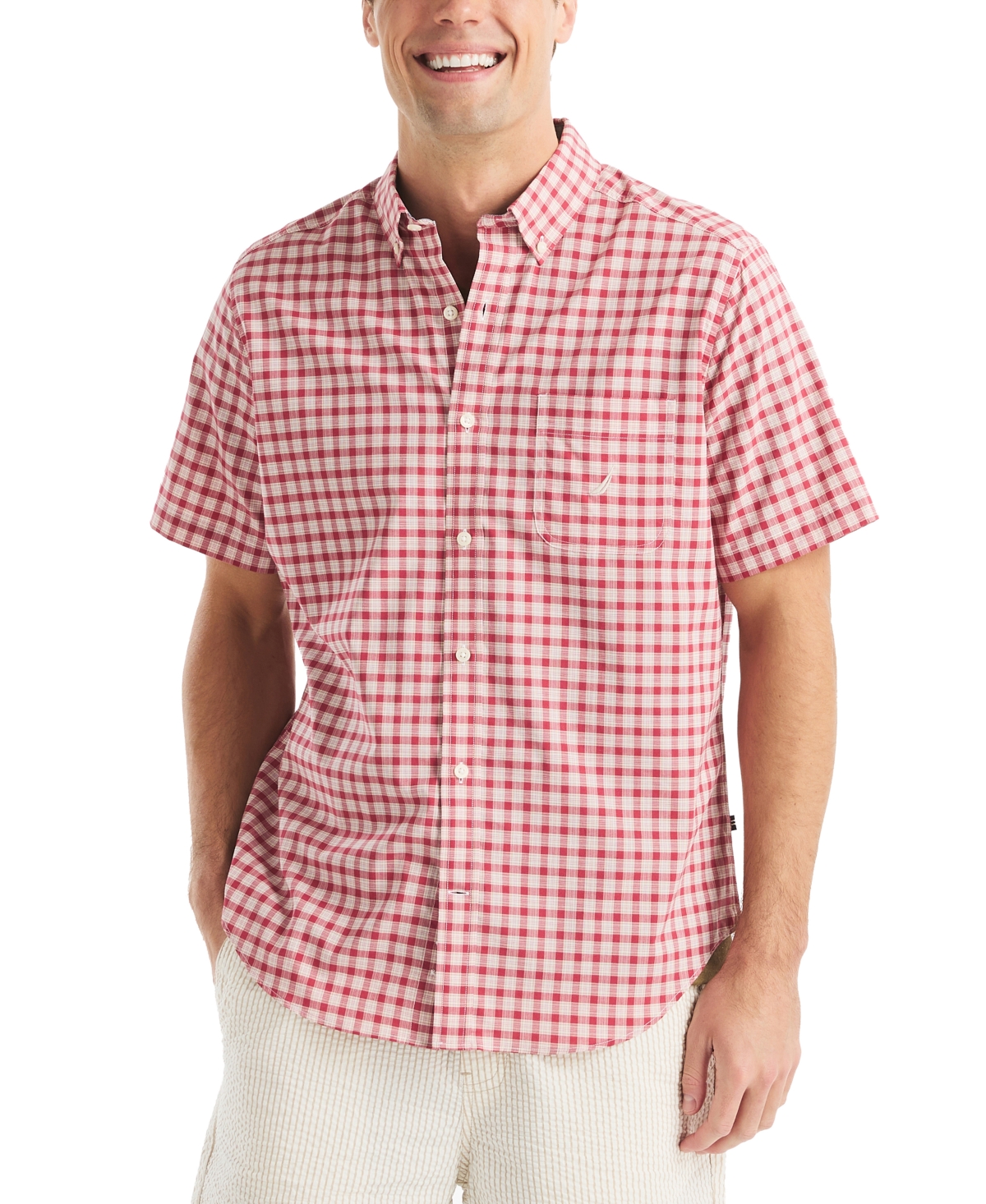 Men's Plaid Short-Sleeve Shirt - Ocean Garnet