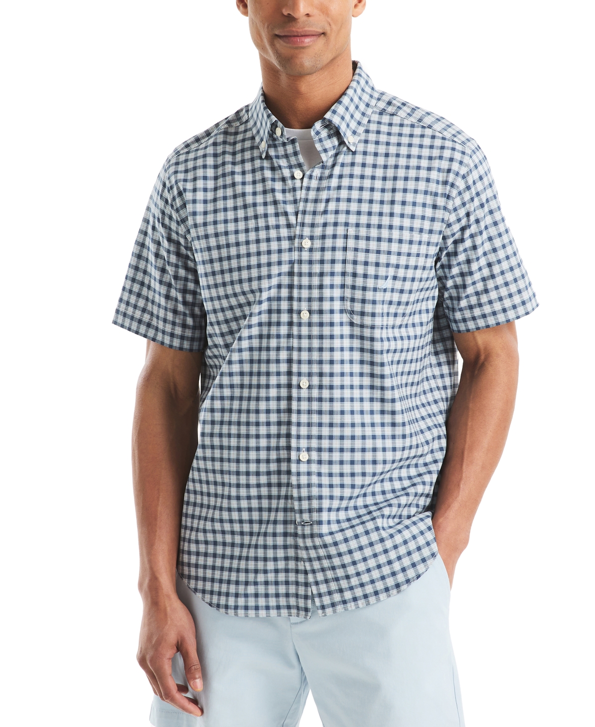 Men's Plaid Short-Sleeve Shirt - Ocean Garnet