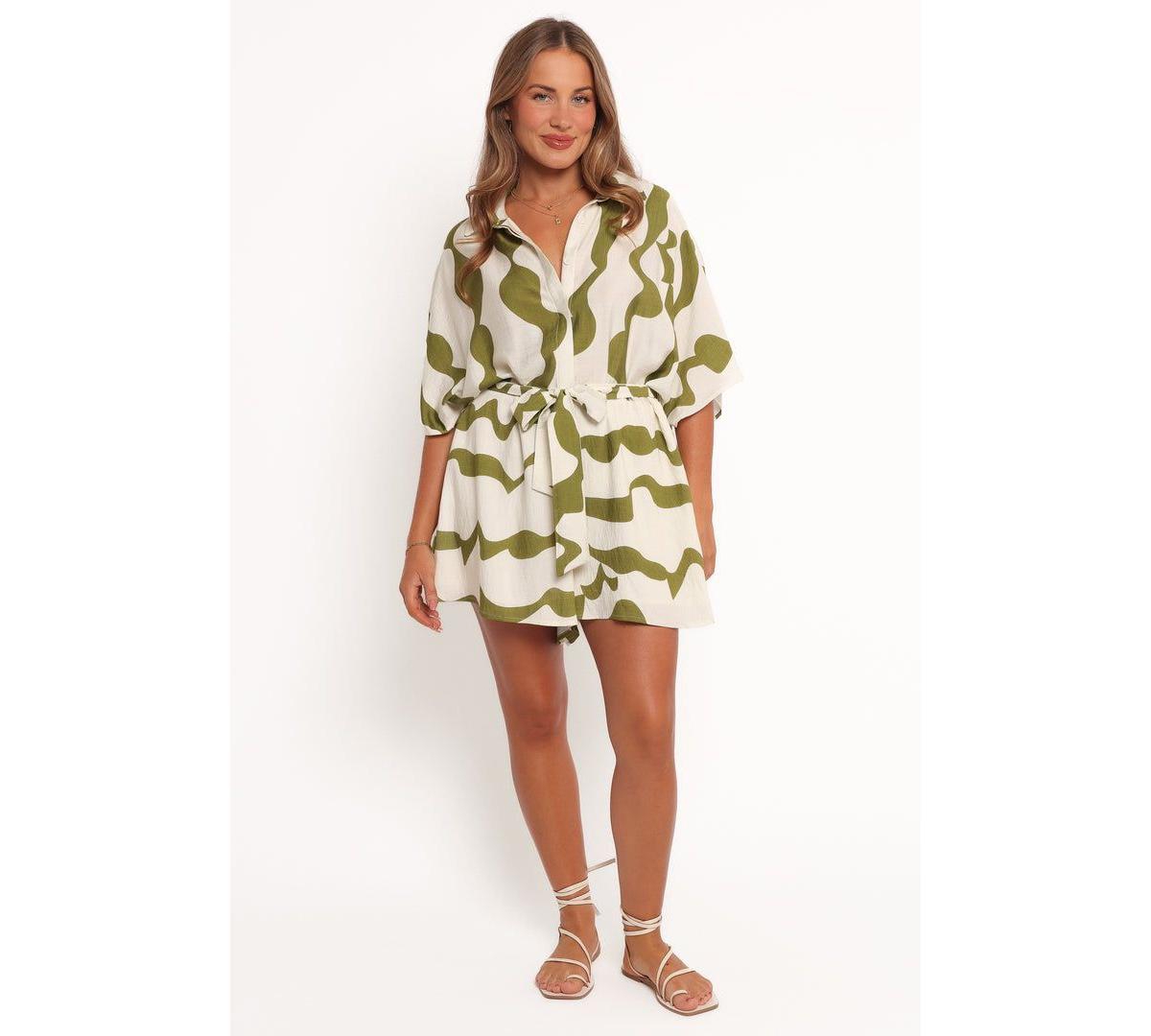 Women's Sheily Tie Waist Playsuit - Green
