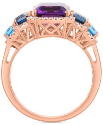 EFFY&reg; Multi-Gemstone (5 ct. t.w.) & Diamond (1/5 ct. t.w.) Statement Ring in 14k Rose Gold