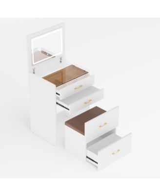 Makeup Vanity Set with Light, Stool & Storage