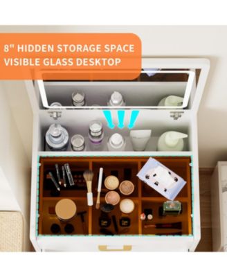 Makeup Vanity Set with Light, Stool & Storage