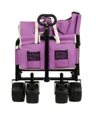 3-in-1 Folding Wagon Cart - Bench, Storage, All-Terrain - Purple