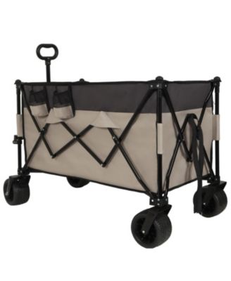 300L Folding Wagon Cart - Heavy Duty, All-Terrain, Khaki Gray