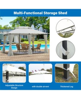 13x10 Outdoor Gazebo Canopy Tent w/ Mosquito Net - BEIGE