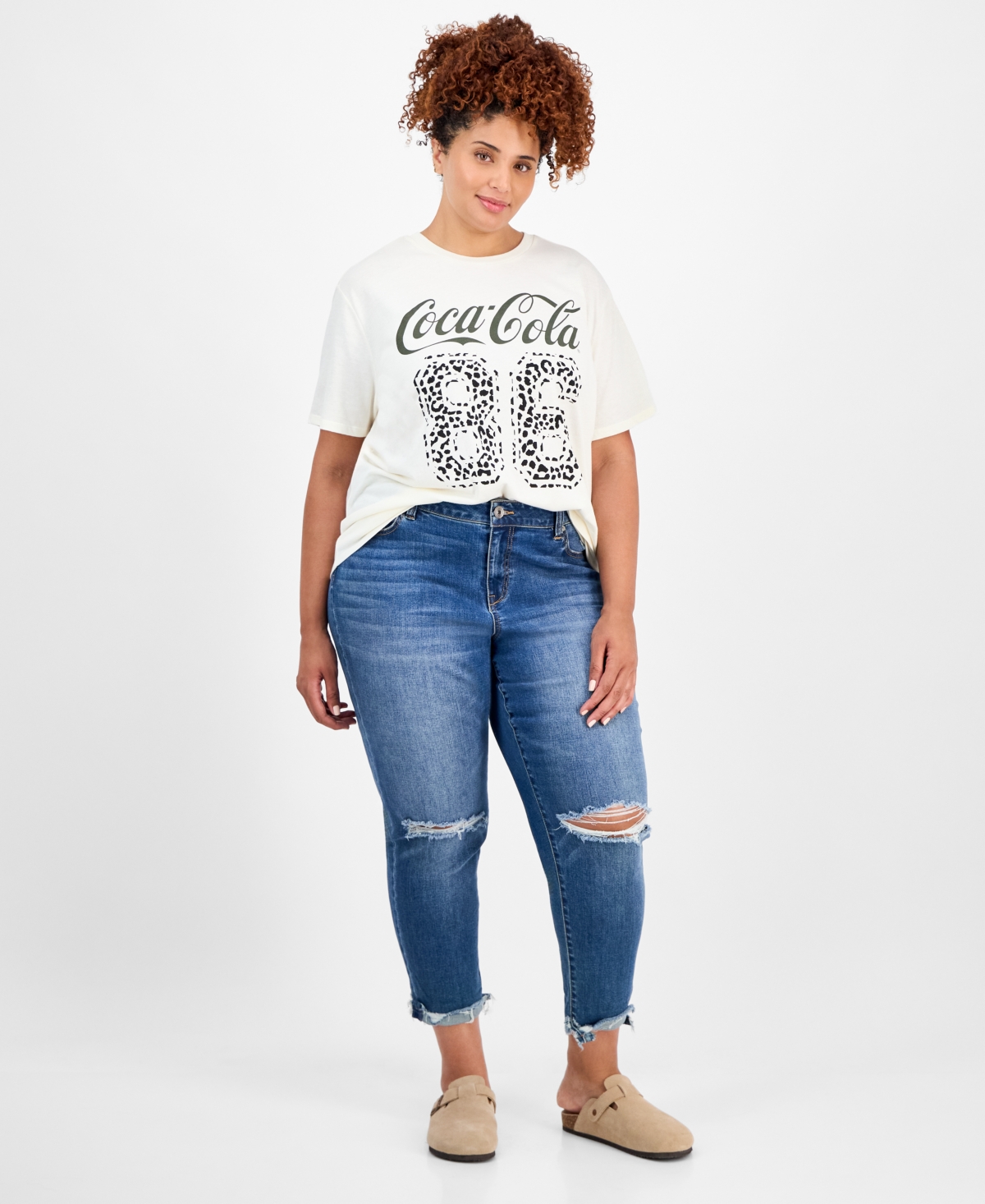 Love Tribe Trendy Plus Size Coca Cola-graphic T-shirt In White