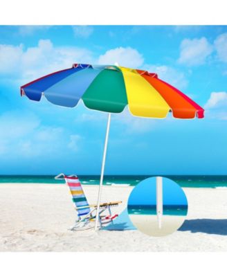 8 Feet Portable Beach Umbrella with Sand Anchor and Tilt Mechanism