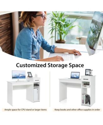 Compact Computer Desk with Drawer and CPU Stand