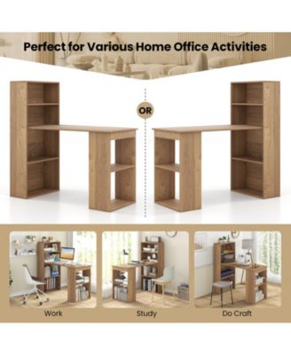 48 Inch Computer Desk with 4-Tier Bookcase and CPU Stand