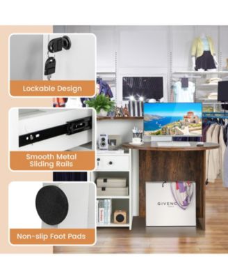 Front Reception Office Desk with Open Shelf and Lockable Drawer