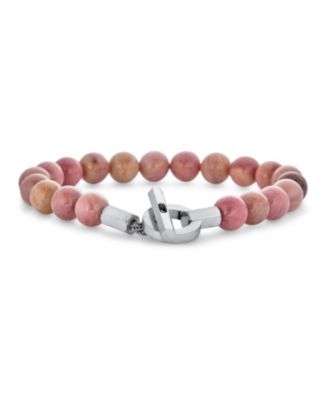 Boho Handmade Round Faceted Natural Stone Ball Bead Stacking Bracelet Tone Stainless Steel