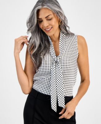 Kasper Women's Tie-Neck Sleeveless Top, Regular & Petite