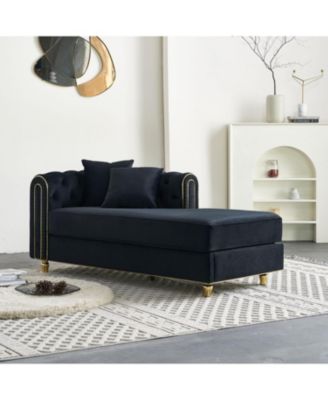 Luxurious Velvet Chaise Lounge | Tufted Back | Toss Pillows