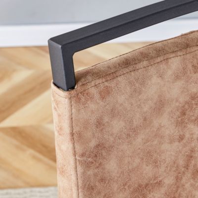 Industrial Walnut Table with 8 Brown Tech Fabric Chairs