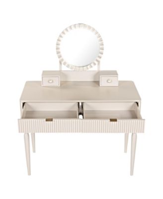 Vanity Desk Set with Mirror & Stool