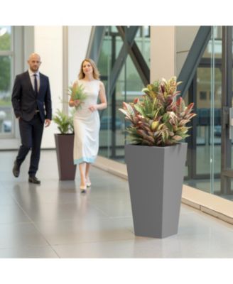 Metal Tapered Planter - 30" Tall, Burnished Grey