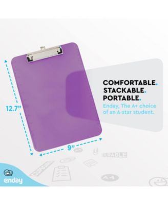 Plastic Clipboard Standard Size Pink, Translucent Low Profile Clip Board, Hangable Clipboard, 12.7” x 9”, Holds 100 Sheets, 1 Pc - by Enday