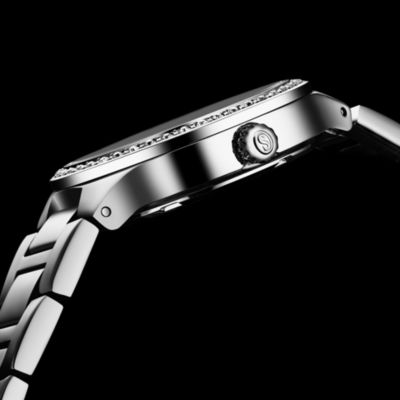 Original Women's Quartz Watch – Silver Dial with Swarovski Crystals & Triple-Row Stainless Steel Bracelet