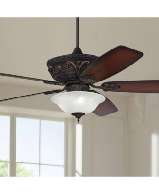 60" Montego Industrial Rustic Indoor Ceiling Fan LED Light Oil Rubbed Bronze Teak Alabaster Glass Living Kitchen Home