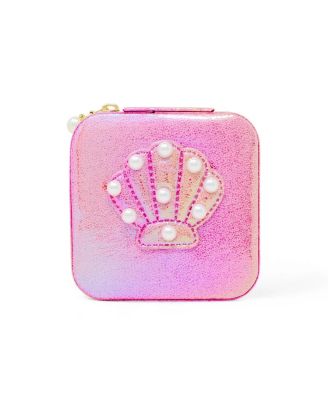 Girls Mermaid Seashell Pearl Jewelry Box, Hot Pink