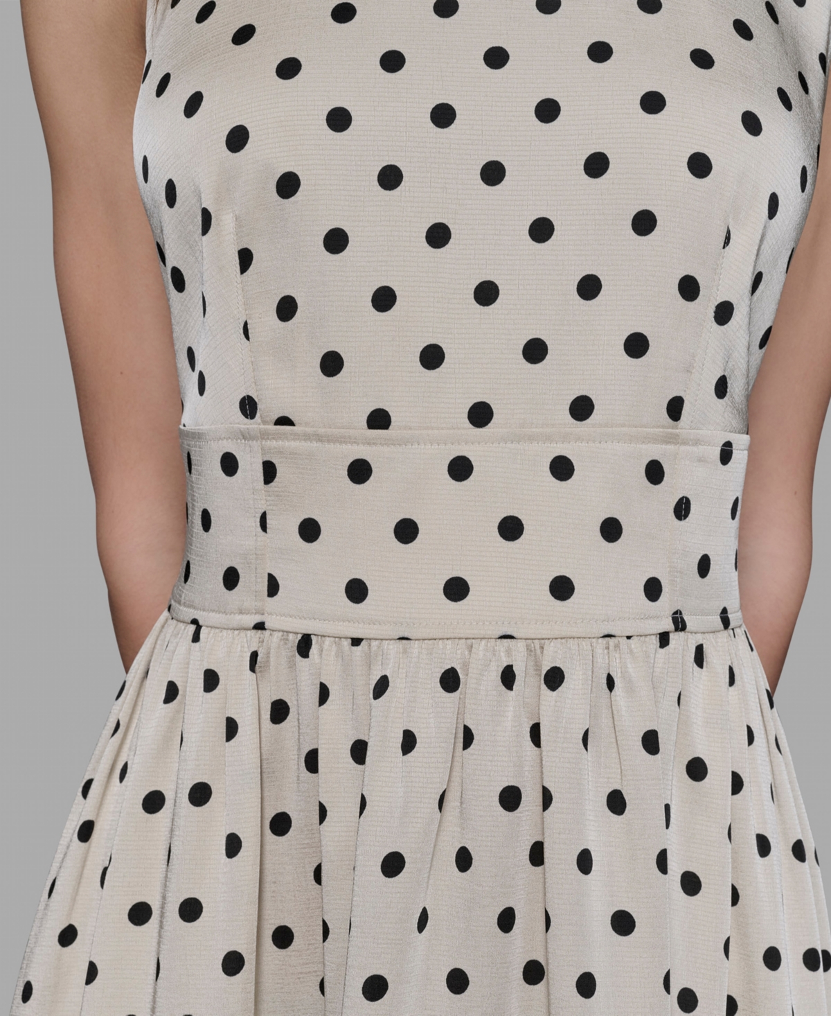 Karl Lagerfeld Printed Hammered Satin Midi Dress In Gray