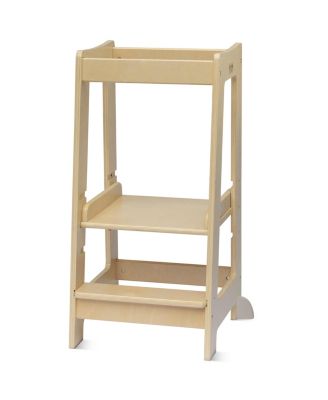 Toddler Tower with Adjustable Step, White Montessori-Inspired Toddler Step Stool, Standing Tower for Kids, Fits Under Kitchen Counters, Adjustable for 18 Month - 5 Years