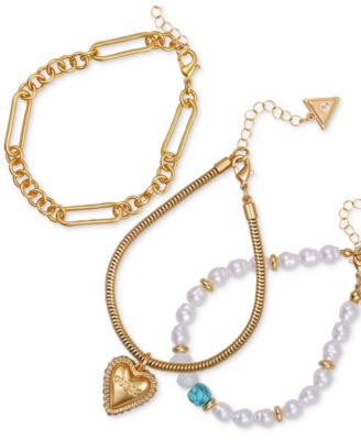 GUESS - Gold-Tone Mixed Charm Bracelet Trio Set