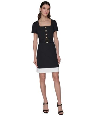 KARL LAGERFELD PARIS - Women's Square-Neck A-Line Dress
