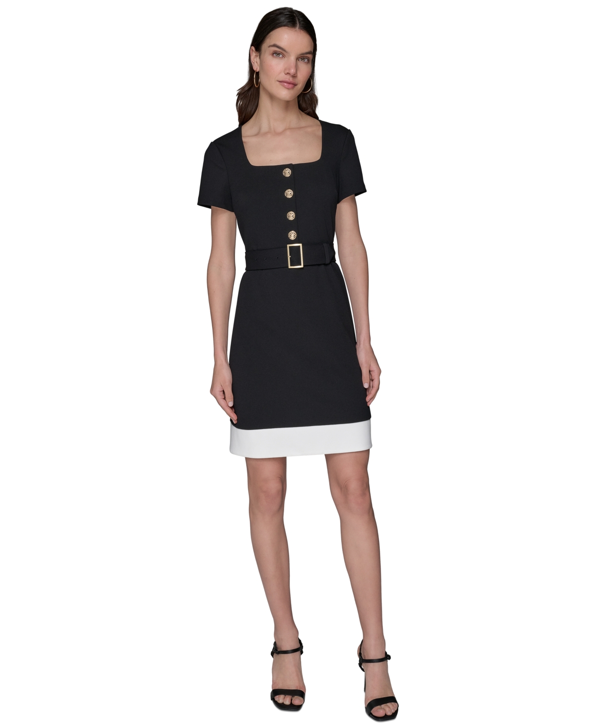 Karl Lagerfeld Women's Square-neck A-line Dress In Black