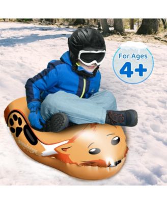 Winter Single Rider Snow Tube, 44" Inflatable Animal Sled, Outdoor Snow Toys with Two Handle