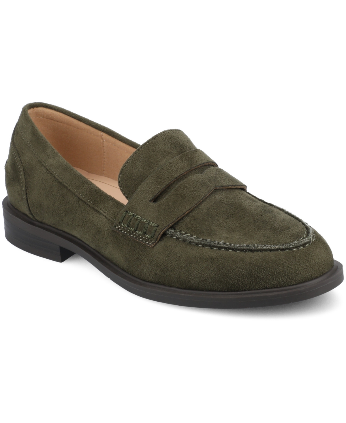 Journee Collection Women's Brooks Block Heel Comfort Penny Loafers In Green